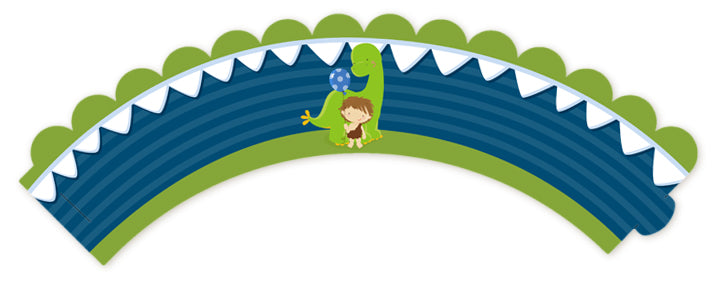 Dinosaur and Caveman - Birthday Party Cupcake Wrappers