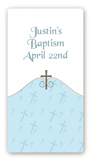 Cross Blue - Custom Rectangle Baptism / Christening Sticker/Labels