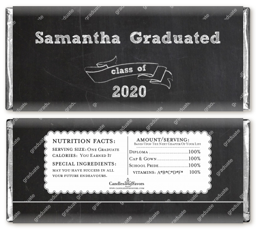 Chalkboard Celebration - Personalized Graduation Party Candy Bar Wrappers