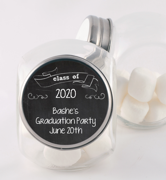 Chalkboard Celebration - Personalized Graduation Party Candy Jar