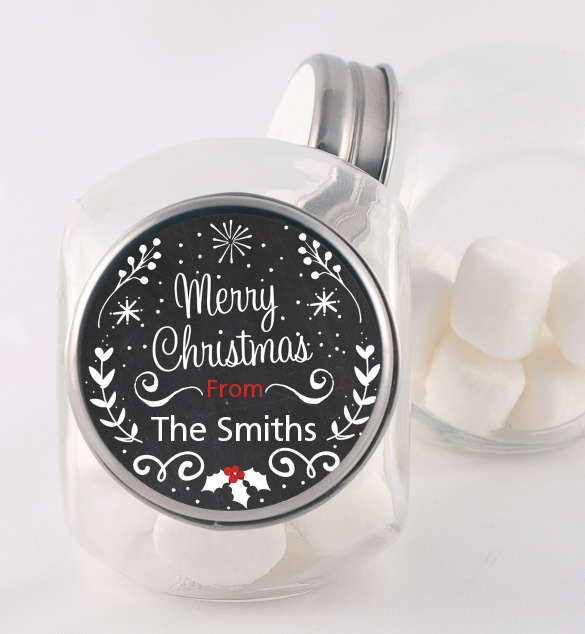 Chalkboard Mistletoe - Personalized Christmas Candy Jar