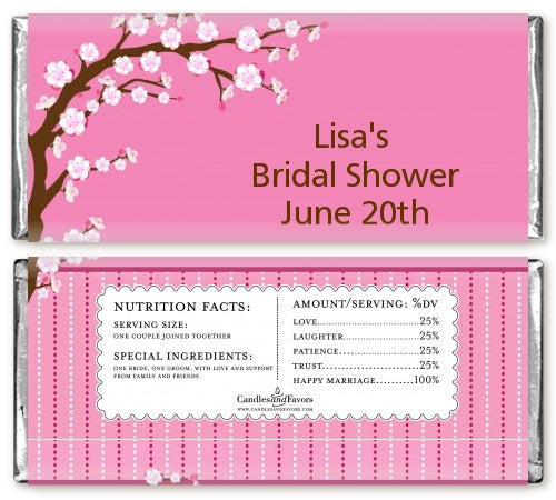 Cherry Blossom - Personalized Baby Shower Candy Bar Wrappers