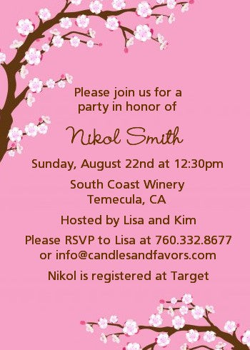 Cherry Blossom - Baby Shower Invitations