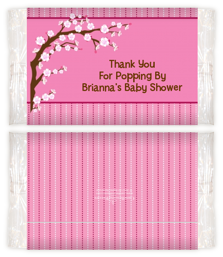 Cherry Blossom - Personalized Popcorn Wrapper Baby Shower Favors