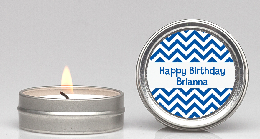 Chevron Blue - Birthday Party Candle Favors