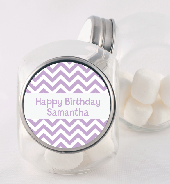 Chevron Purple - Personalized Birthday Party Candy Jar