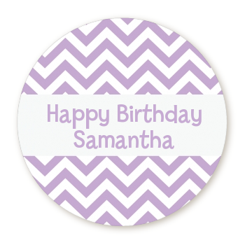 Chevron Purple - Round Personalized Birthday Party Sticker Labels