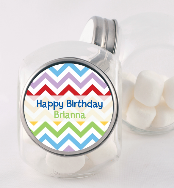 Chevron Rainbow - Personalized Birthday Party Candy Jar