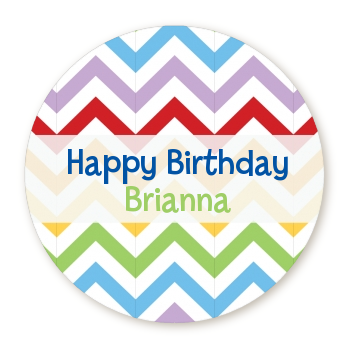 Chevron Rainbow - Round Personalized Birthday Party Sticker Labels