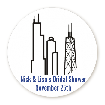 Chicago - Round Personalized Bridal Shower Sticker Labels
