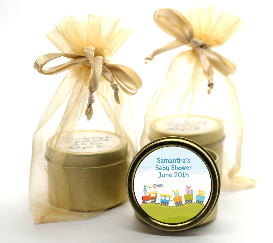 Choo Choo Train - Baby Shower Gold Tin Candle Favors
