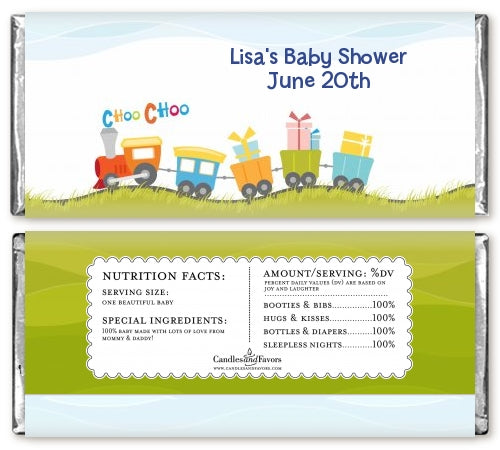 Choo Choo Train - Personalized Baby Shower Candy Bar Wrappers