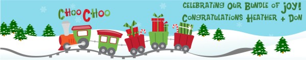 Choo Choo Train Christmas Wonderland - Personalized Baby Shower Banners