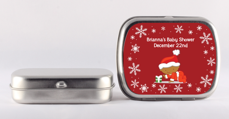 Christmas Baby Snowflakes African American - Personalized Baby Shower Mint Tins