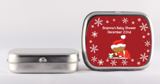 Christmas Baby Snowflakes African American - Personalized Baby Shower Mint Tins