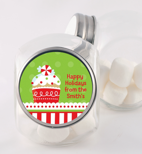 Christmas Cupcake - Personalized Christmas Candy Jar