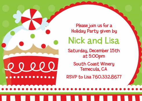 Christmas Cupcake - Christmas Invitations