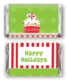 Christmas Cupcake - Personalized Christmas Mini Candy Bar Wrappers