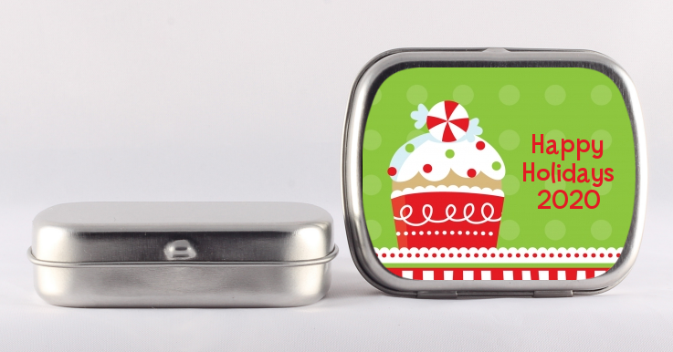 Christmas Cupcake - Personalized Christmas Mint Tins