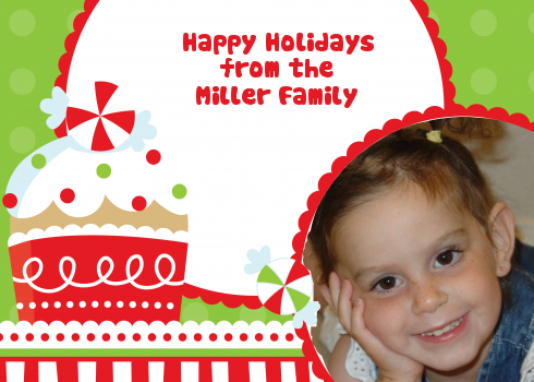 Christmas Cupcake - Personalized Photo Christmas Cards