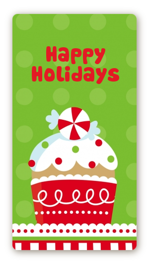 Christmas Cupcake - Custom Rectangle Christmas Sticker/Labels