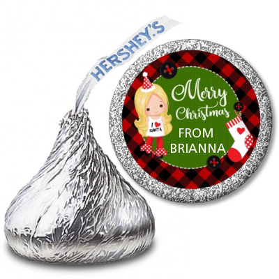 Christmas Girl - Hershey Kiss Christmas Sticker Labels
