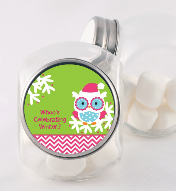 Winter Owl - Personalized Christmas Candy Jar