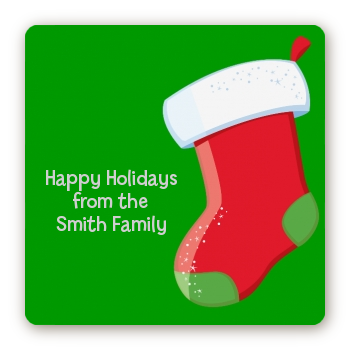 Christmas Stocking - Square Personalized Christmas Sticker Labels