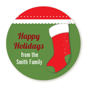 Christmas Stocking - Round Personalized Christmas Sticker Labels