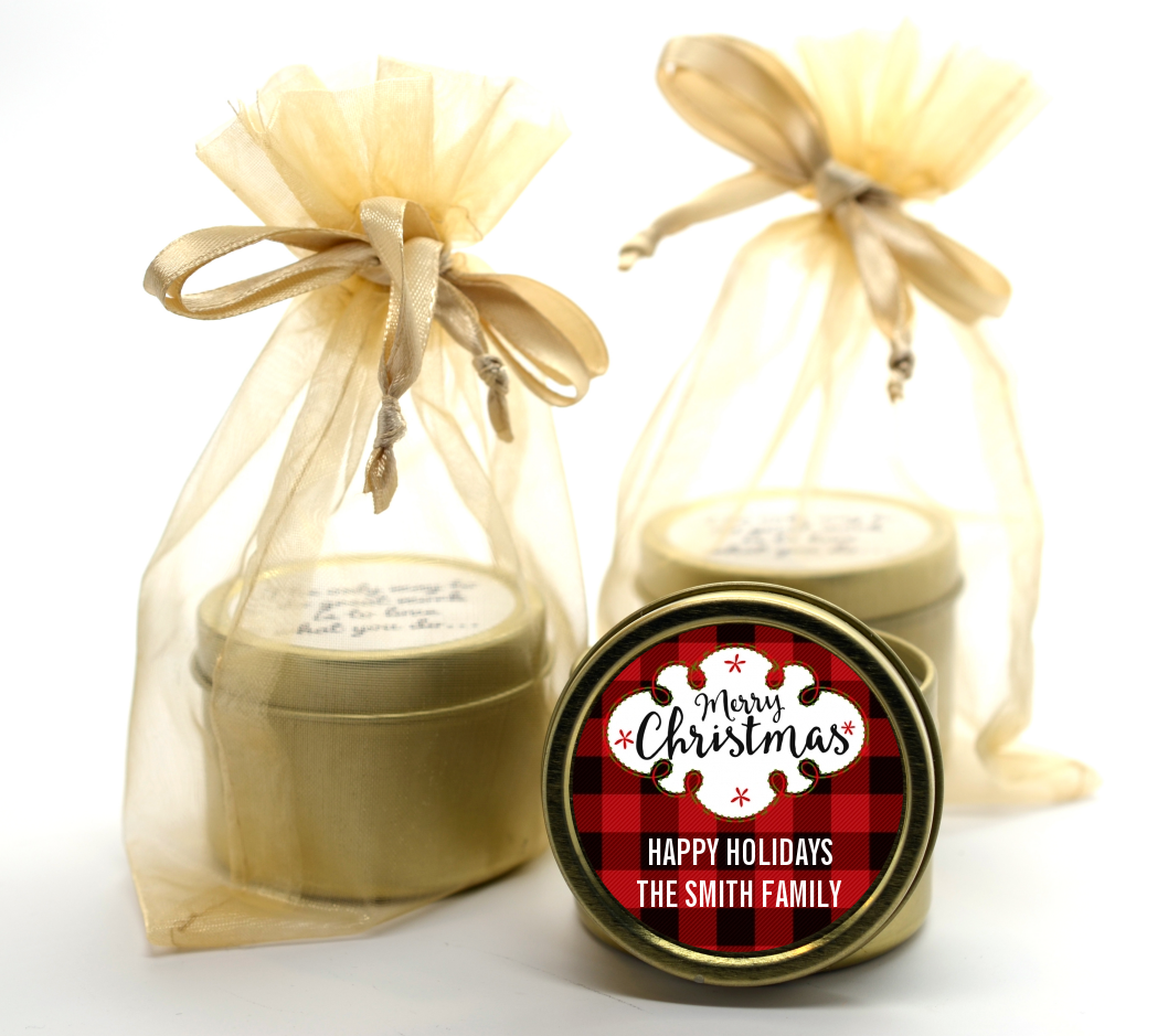Christmas Time - Christmas Gold Tin Candle Favors