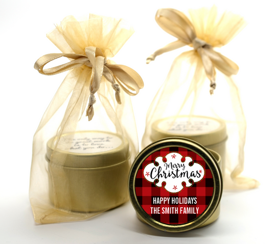 Christmas Time - Christmas Gold Tin Candle Favors