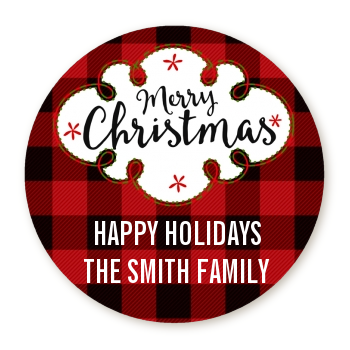 Christmas Time - Round Personalized Christmas Sticker Labels