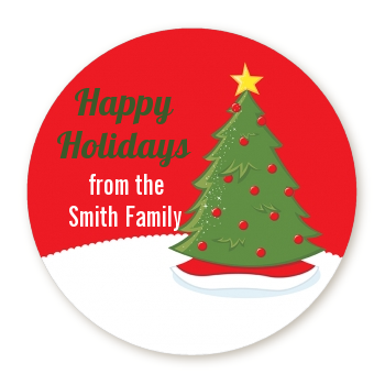 Christmas Tree - Round Personalized Christmas Sticker Labels