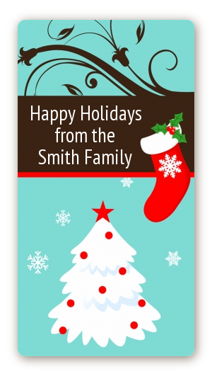 Christmas Tree and Stocking - Custom Rectangle Christmas Sticker/Labels