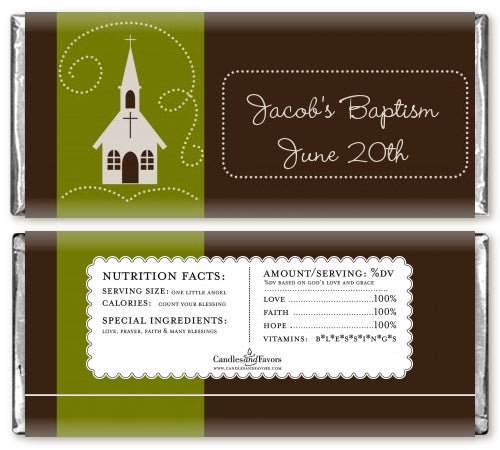 Church - Personalized Baptism / Christening Candy Bar Wrappers