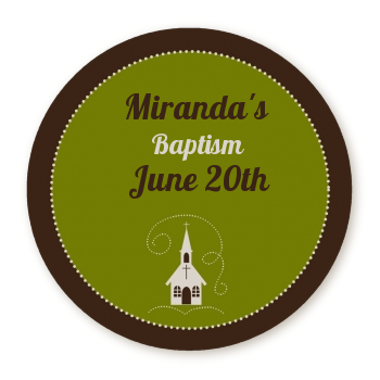 Church - Round Personalized Baptism / Christening Sticker Labels