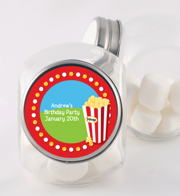 Circus Popcorn - Personalized Birthday Party Candy Jar