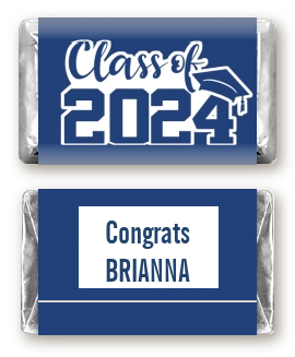 Class of 2023 Grad Blue - Personalized Graduation Party Mini Candy Bar Wrappers