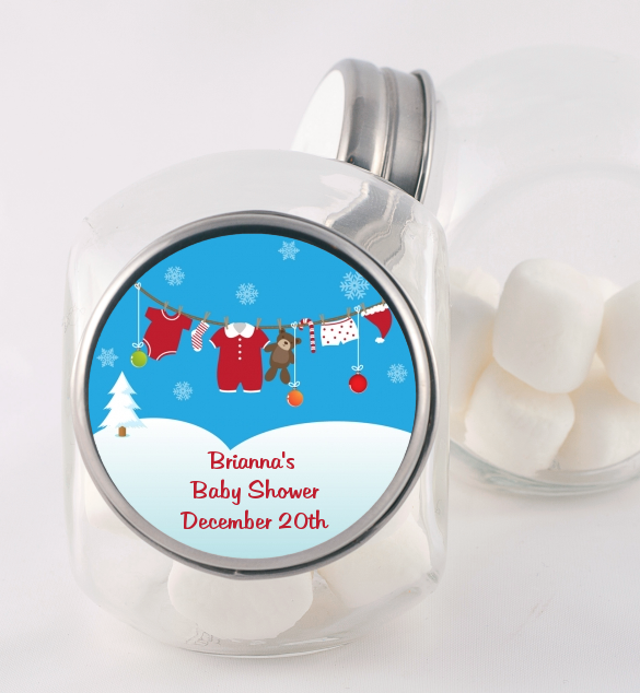 Clothesline Christmas - Personalized Baby Shower Candy Jar