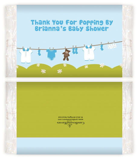 Clothesline It's A Boy - Personalized Popcorn Wrapper Baby Shower Favors