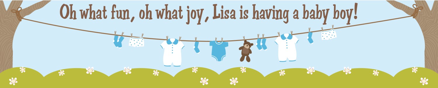 Clothesline It's A Boy - Personalized Baby Shower Banners