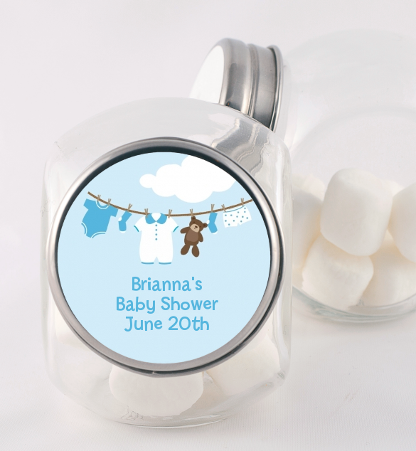 Clothesline It's A Boy - Personalized Baby Shower Candy Jar