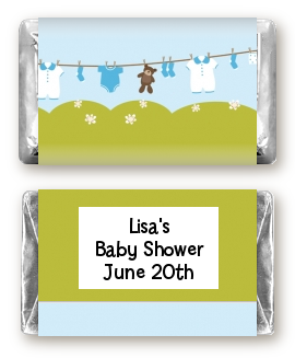 Clothesline It's A Boy - Personalized Baby Shower Mini Candy Bar Wrappers