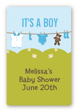 Clothesline It's A Boy - Custom Large Rectangle Baby Shower Sticker/Labels