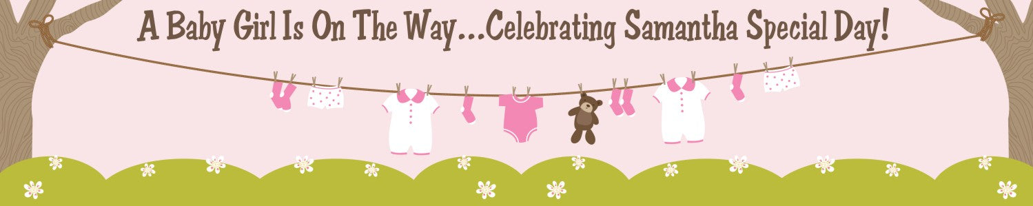 Clothesline It's A Girl - Personalized Baby Shower Banners