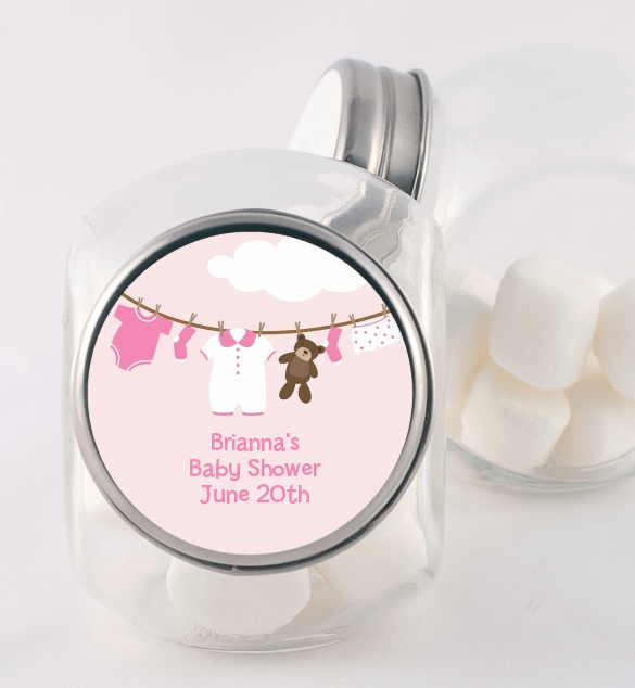 Clothesline It's A Girl - Personalized Baby Shower Candy Jar
