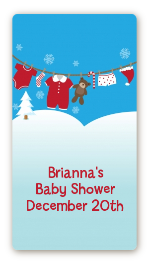 Clothesline Christmas - Custom Rectangle Baby Shower Sticker/Labels