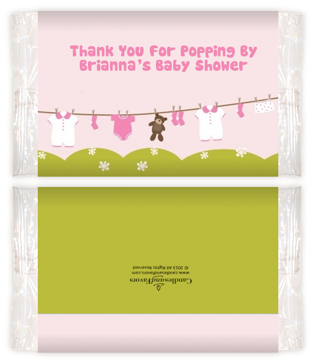 Clothesline It's A Girl - Personalized Popcorn Wrapper Baby Shower Favors