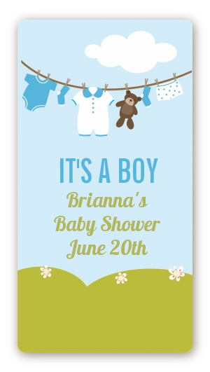 Clothesline It's A Boy - Custom Rectangle Baby Shower Sticker/Labels