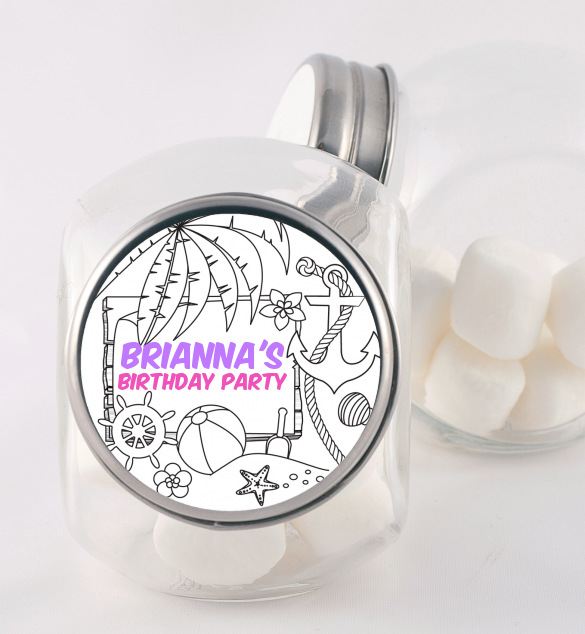 Color You Own - Beach Scene - Personalized Birthday Party Candy Jar